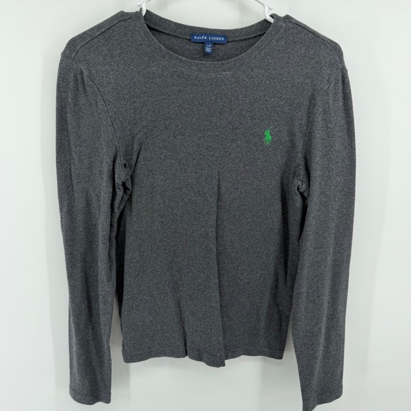 Ralph Lauren Other - Ralph Lauren Mens Large Charcoal Grey Long Sleeve Cotton Crewneck Green Pony